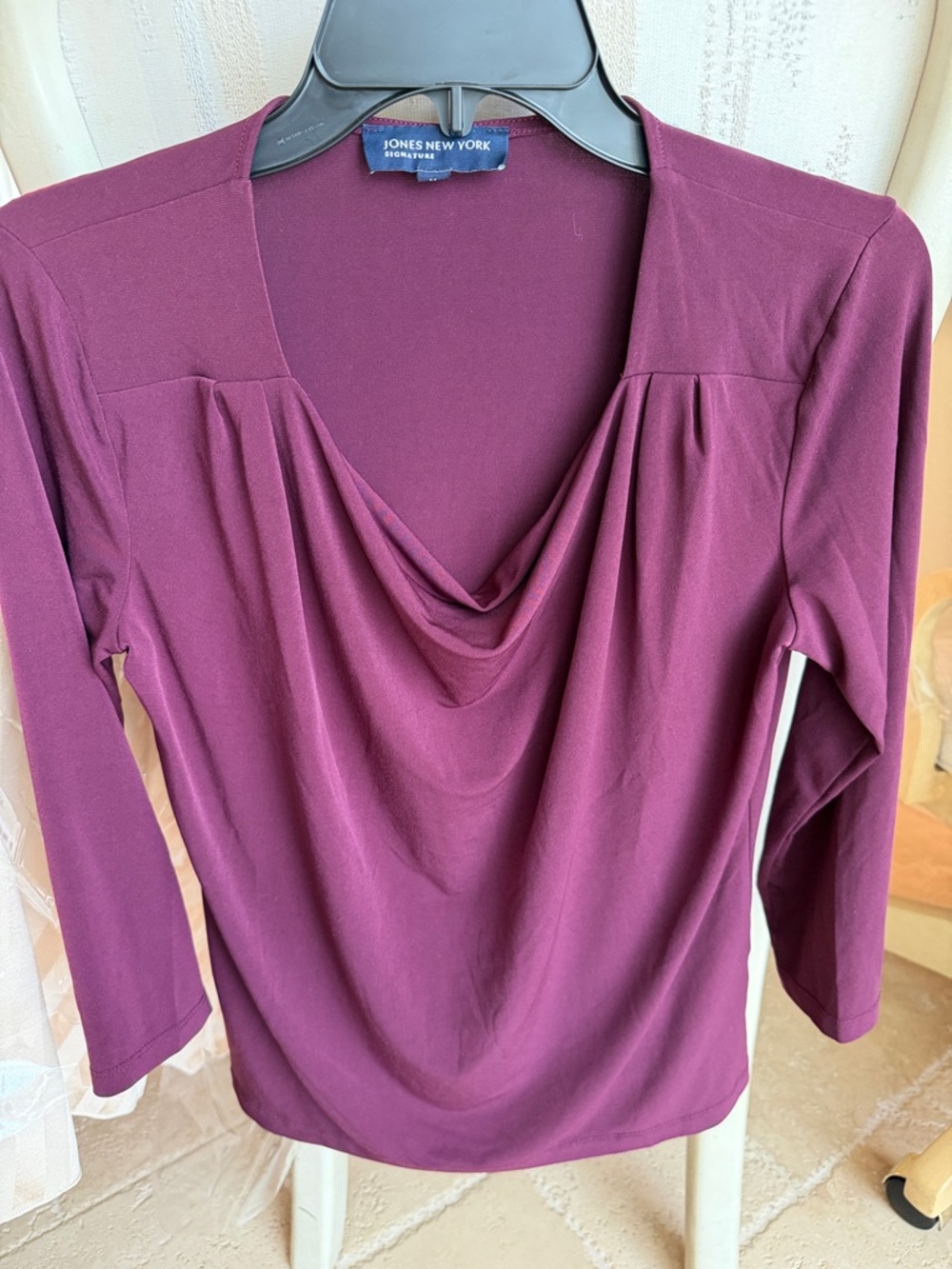Jones New York Plum Cowl Neck Long-Sleeve Top